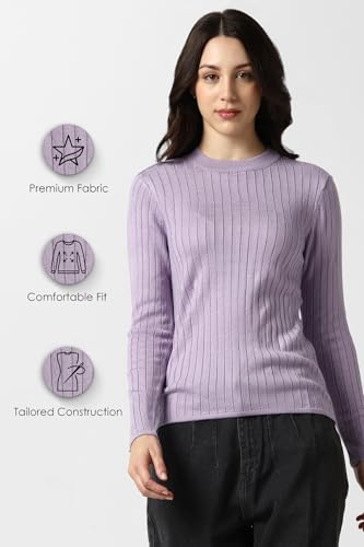 Image of Van Heusen Women's Round Neck Solid Knit Top|Full Sleeve Casual winterwear