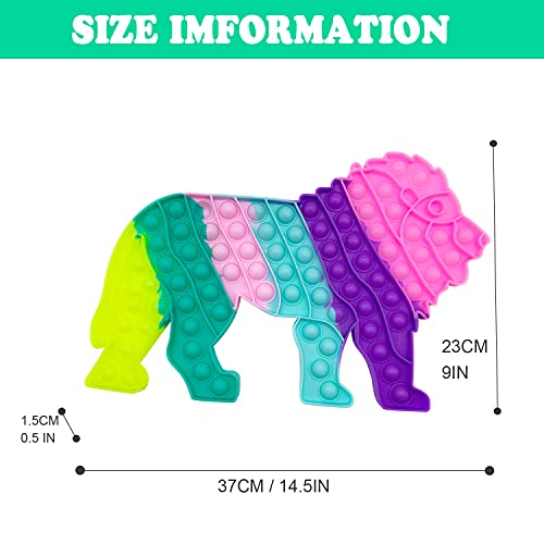 QETRABONE 13 Inch Big Lion Pop Fidget Toy, Sensory Bubble Stress Toy, Fidget Push Toys for Kids, Silicone Toys for Autistic Children Adult Squeeze Toy Autism Classroom Anxiety Relief Toys (Big Lion) - Thumbnail 2