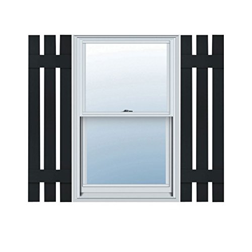 Lifetime Vinyl Ls3S12X03900Bl Standard Three Board Spaced, Board-N-Batten Vinyl Shutters, W/Installation Shutter-Lok's & Matching Screws (Per Pair), 12"W X 39"H, Black #TOP8
