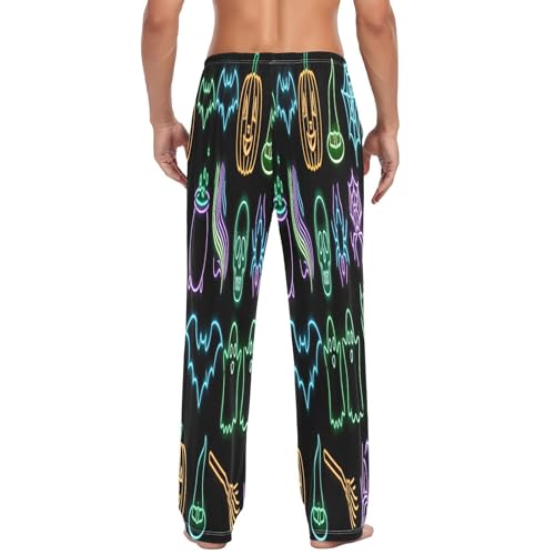 Qilmy Graffiti Halloween Elements Men's Cotton Pajama Pants, Lightweight Lounge Sleepwear with Drawstring and Pocket3