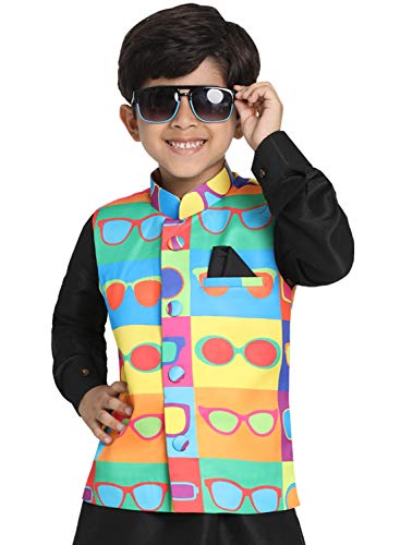 Image of JBN Creation Light Blue Cotton Silk Blend Boys Nehru Modi Jacket
