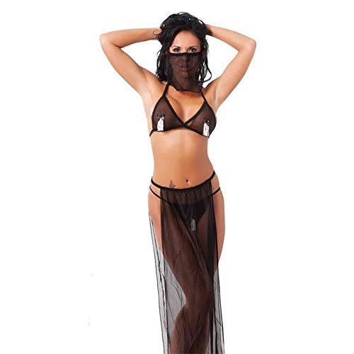 Costume noir Amorable lingerie de séduction et déguisement de nuit ajustable
