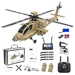 YGWXYYZJ Apache RC Helicopter, 1/32 Scale 2.4G 4CH Single Rotor Heli Military Aircraft with One-Key Start Altitude Hold Remote Model Birthday Gift for Enthusiasts Adults(With Camera)