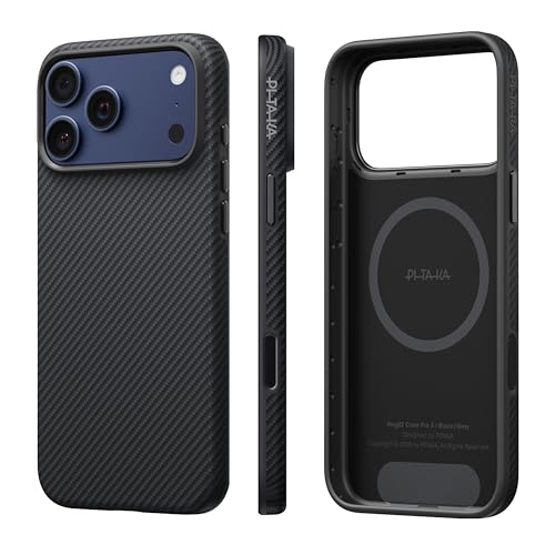 【プレミアム全面保護】 PITAKA iPhone 17 Pro用 ケース 軍用グレード保護 耐衝撃 フルカバー MagSafe対応 耐久性 衝撃吸収 カメラボタン保護 ビジネス おしゃれ アラミド繊維製 UltraGuardケース /17 Pro用黒/グレー