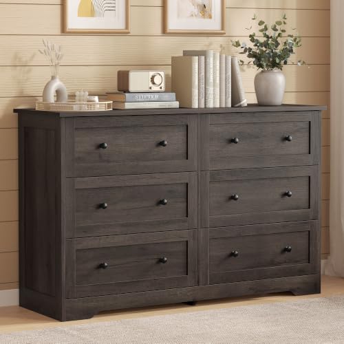 VASAGLE 6-Drawer Dresser, Chest of Drawers, 47.2 x 15.7 x 30.7 in