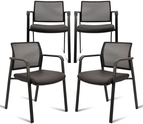 CLATINA Stackable Office Chair, Mesh Back Guest Chairs with Comfo...