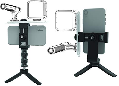 Universal Video Rig System for Vertical and Horizontal Shooting with Any Smartphone DREAMGRIP Scout XM with Patented Track Connector for External Lights, Mic and Another Photo/Video Accessories