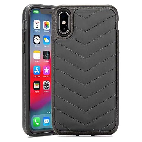 Rocstor Premium Bold Collection Case for iPhone X/XS - V Style Pattern - Dark Grey - Military Standard 810G Tested Cover