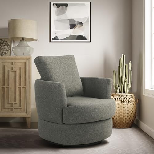 Sillón giratorio moderno tejido poliéster gris miniatura 1