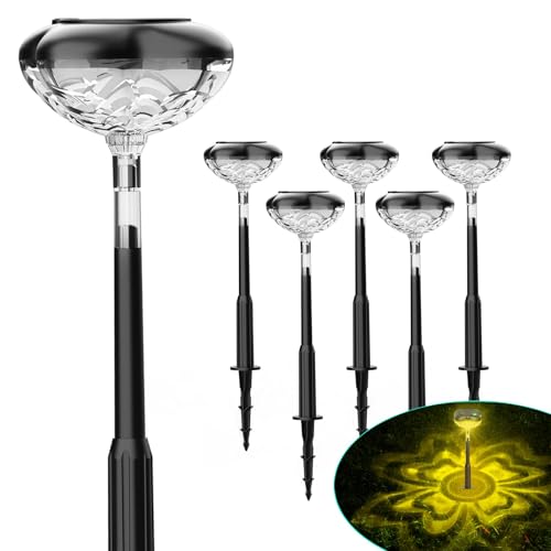 SFV 6 Pack Solar Lights Outdoor Waterproof, Motion Detection & Constant-on, Four Clover, Auto...