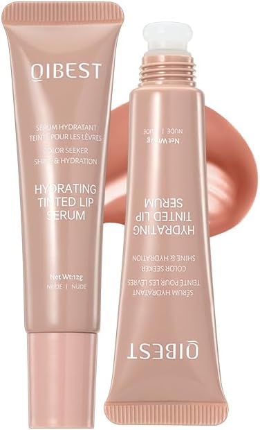 Tinted Lip Serum Gloss – Hydrating Lip Plumper with Natural Shine | Nourishing Jelly Lip Tint for Soft, Full Lips | Non-Sticky, Long-Lasting Color, Moisturizing Lip Makeup (02# Orange-brown)