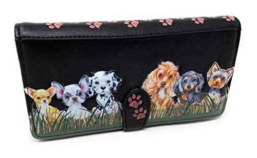Shag Wear Puppy Love Large Dog Wallet for Women and Teen Girls Vegan Faux Leather Black 7
