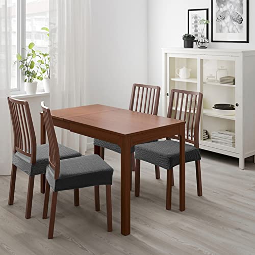 KELUINA Stretch Lattice Jacquard Waterproof Chair Seat Covers for Dining Room 1/2/4/6 PCS Chairs Covers Dining Chair Covers Kitchen Chair Covers (Gray,4 Pcs) - Image 3