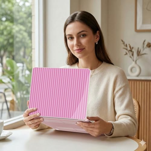 DONGKE for MacBook Neo 13 Inch Case 2026 (Model A3404, A18 Pro chip), Stylish Pattern Protective Hard Shell with Screen Protector, Keyboard Cover & USB-C Adapter - Pink Stripes by DONGKE - Used condition - Image 3