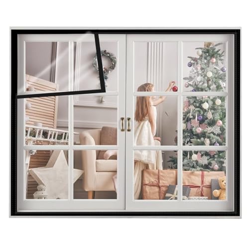 Storm Window 65x195cm BlackWindow Seal Kit with Full Frame Magic Strip to Keep Cold Out Storm Warm...