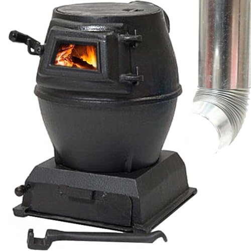 Cast Iron Wood Burning Stove - Portable Multi-Fuel Heater for Indoor & Outdoor Cooking, Camping, BBQ, and Patio Use