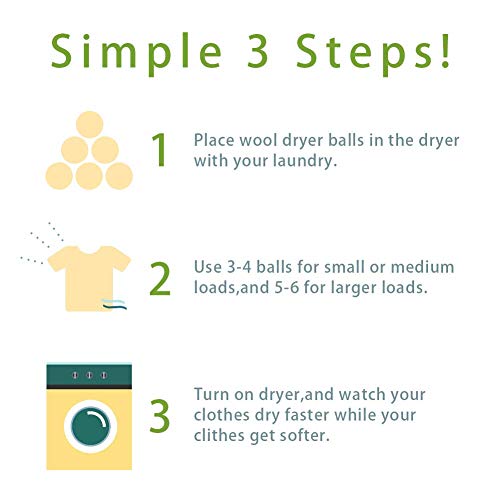 hanwey 6 XL wasdrogerballen van wol voor de droger, natuurlijke wasverzachter, energiebesparend en tempo… - Image 7