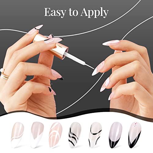 Beetles Gel Polish Nail Art Gel Liner Nail Polish Set- 2 Popular Black White Colors Gel Art Paint For Swirl Nails Euphoria Nail Built Thin Nail Art Brush In Gel Pens Soak Off Manicure Gifts For Women #TOP4