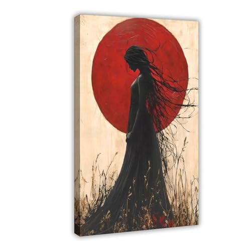 Toile silhouette femme gothique tableau déco salon moderne