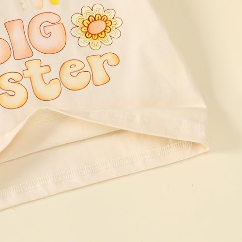 Image of Little Girl Shirts Big Sister Tee Shirt Top Summer Short Sleeve Clothes 2-7 Years