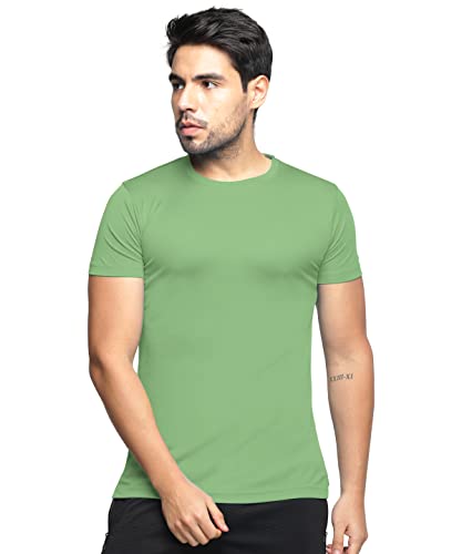 Image of BULLMER Solid Cotton Blended Half Sleeve Round Neck Tshirt for Men