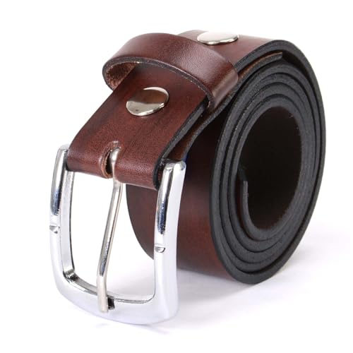 Milwaukee Leather MP7118 Men's Brown Premium Leather 1.5 Inch Wide Belt with Interchangeable Buckle3