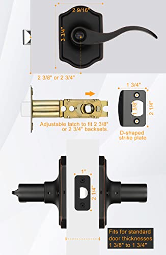 Goldenwarm Bronze Door Handles Interior, Classic Decorative Privacy Door Handle, Oil-Rubbed Bronze Interior Lever Door Dandles For Bedroom, Bathroom(1 Pack) #TOP5