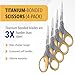 Westcott 8-Inch Titanium Bonded Scissors for Home, Office, and Classroom - Perfect for Cutting Paper, Sewing, and Crafts - Heavy-Duty Design with Soft Handle - Gray/Yellow - 4-Pack