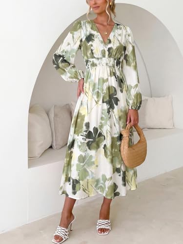 Image of Maxigerui Women's Long Sleeve Floral Maxi Dress 2026 Spring Summer Wedding Guest Dress