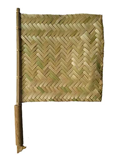 Image of Bamboo Hand Held Fan (stick: 16 inch, pankha: 10 inch, Golden Yellow)