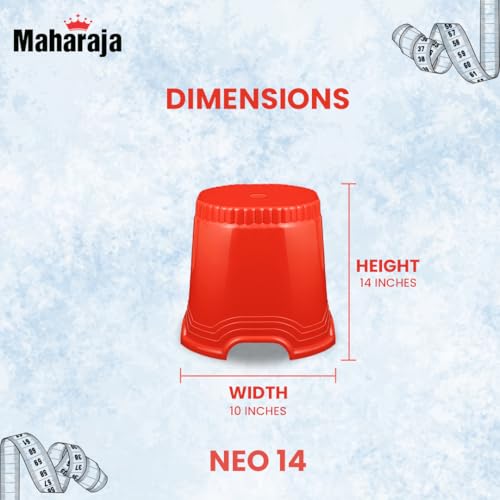 Image of MAHARAJA Neo Plastic Sitting Stool for Indoor Or Outdoor | Kitchen & Living Room (Red, Pack of 2 (14 inch))