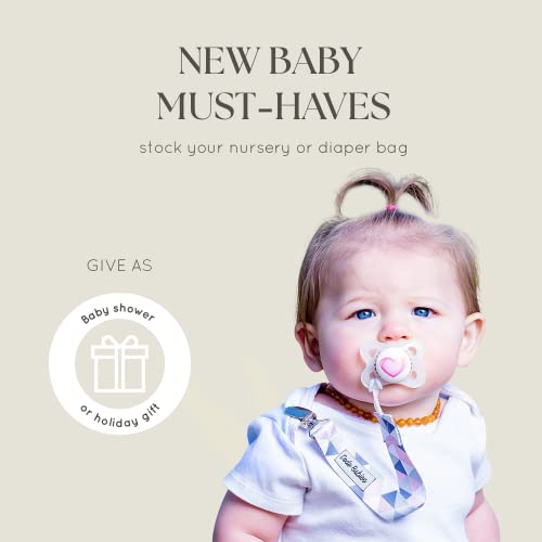 Pacifier Clip By Dodo Babies Pack Of 4 + Pacifier Case, Premium Quality For Girls Modern Designs Universal Holder Leash For Pacifiers, Teething Toy Or Soothie #TOP5