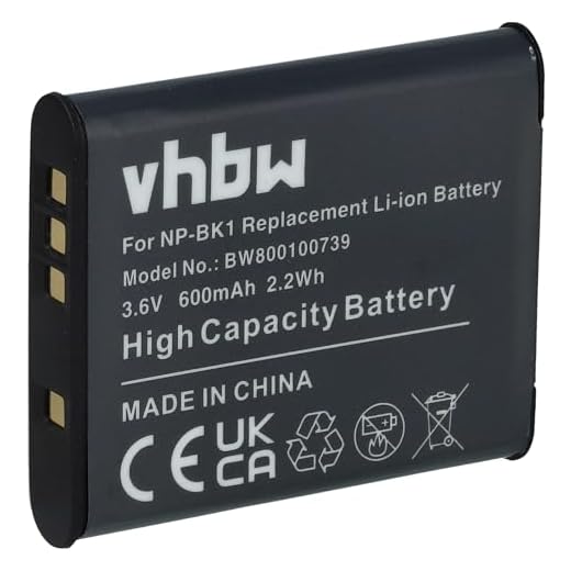 vhbw Akku Ersatz für Sony NP-BK1, NP-FK1 für Kamera Digicam DSLR (600mAh, 3,6V, Li-Ion)