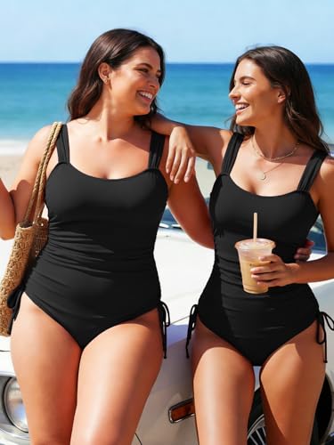 Muwodkdn Maillot de Bain Femme 1 Pieces à Col Carré Dos Nu Sexy Noir XL – vue 3