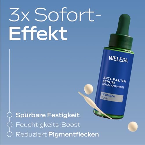 WELEDA Bio Anti Falten Serum Blauer Enzian & Edelweiß - Naturkosmetik Natural Anti Aging Gesichtsserum/Gesicht Pflegekonzentrat reduziert tiefe Falten nach 2 Wochen & strafft die Haut (vegan, 30ml)