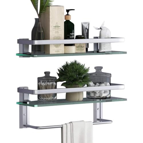 VOLPONE Glass Bathroom Shelf 15.7in Bathroom Shelf Wall Mounted Floating