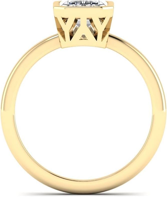 IGI Certified 2 Carat Emerald Cut Lab Grown Diamond 14K Gold Bezel Set Solitaire Engagement Ring for Women (E, VVS2) - Image 4