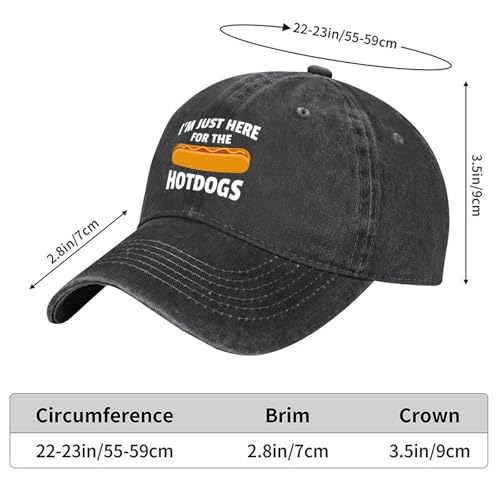 Image of I'm JUST HERE for The Hotdogs Hats for Men Baseball Caps Trendy Washed Workout Hats Light Weight
