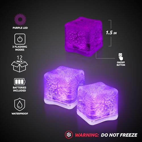 Windy City Novelties 12 pack LED Ice Cubes with Changing Lights (Purple) by Windy City Novelties - Image 3