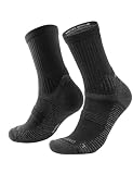 Juclise Sommerliche Merinowolle Wandersocken für Damen mit Kompression Anti-Blasen-Polsterung atmungsaktiv anti-schweiß(38-42, Onyx*2)