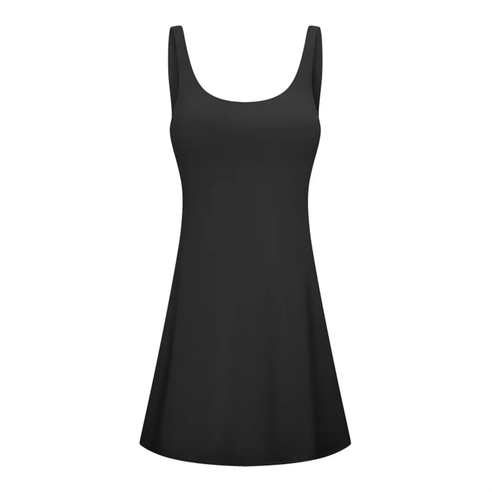 Vestito Sportivo Donna Abito da Tennis da Donna Abito da Golf Estivo da Allenamento for Donna Reggiseno E Pantaloncini Incorporati con Tasche Interne Abiti Sportivi Senza Maniche(Black,8-M)