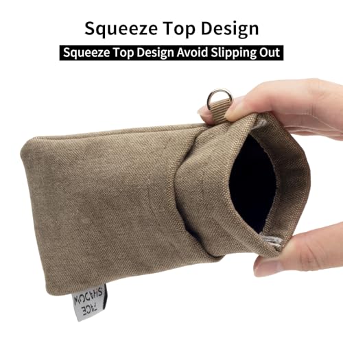 Face Shadow Double Glasses Case Soft Eyeglass Case For Women Men Squeeze Top Sunglasses Case With Cleaning Cloth
