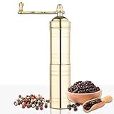 Glios Decorative Handmade Turkish Black Pepper & Coffee Grinder, Refillable Turkish Spice Mill with Adjustable Coarseness, Manual Coffee Mill with Handle, Coffee Grinder Metal with Hand Crank