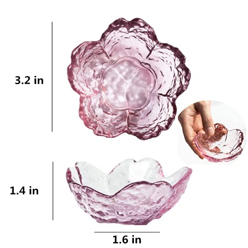 Sdeetesamjun Pink Glass Bowls Set Of 4, Trifle Bowl Small Dipping Sauce Cups- Japanese Sakura Flower Cherry Blossom Shaped Bowl Decorative Bowl For Side Dishes, Ice Cream, Pudding, Custard, Dessert #TOP1