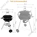 kisidus Charcoal BBQ Grill, Outdoor Barbecue Portable Kettle Coal with Wheels, 41cm Grill Area, Stand Ball Rounded Barbecue Grill Camping Garden Black