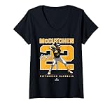 Womens Number and Portrait Andrew McCutchen Pittsburgh MLBPA V-Neck T-Shirt