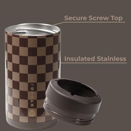Image of HydroJug Tall Can Cooler 16 oz, Stainless Steel Can Holder, Autumn Checkers