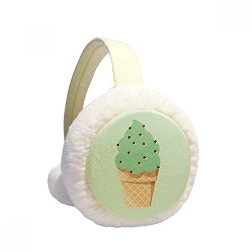 Orejeras de felpa verde harina de avena con diseño de helado invierno