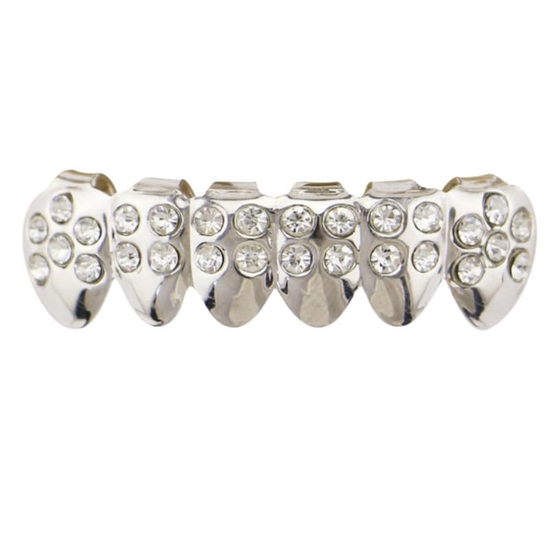 MIPPO® Gold Plated Decorative Teeth Braces With Diamond Detail Copper Base Grillz For Men And Women-image-37