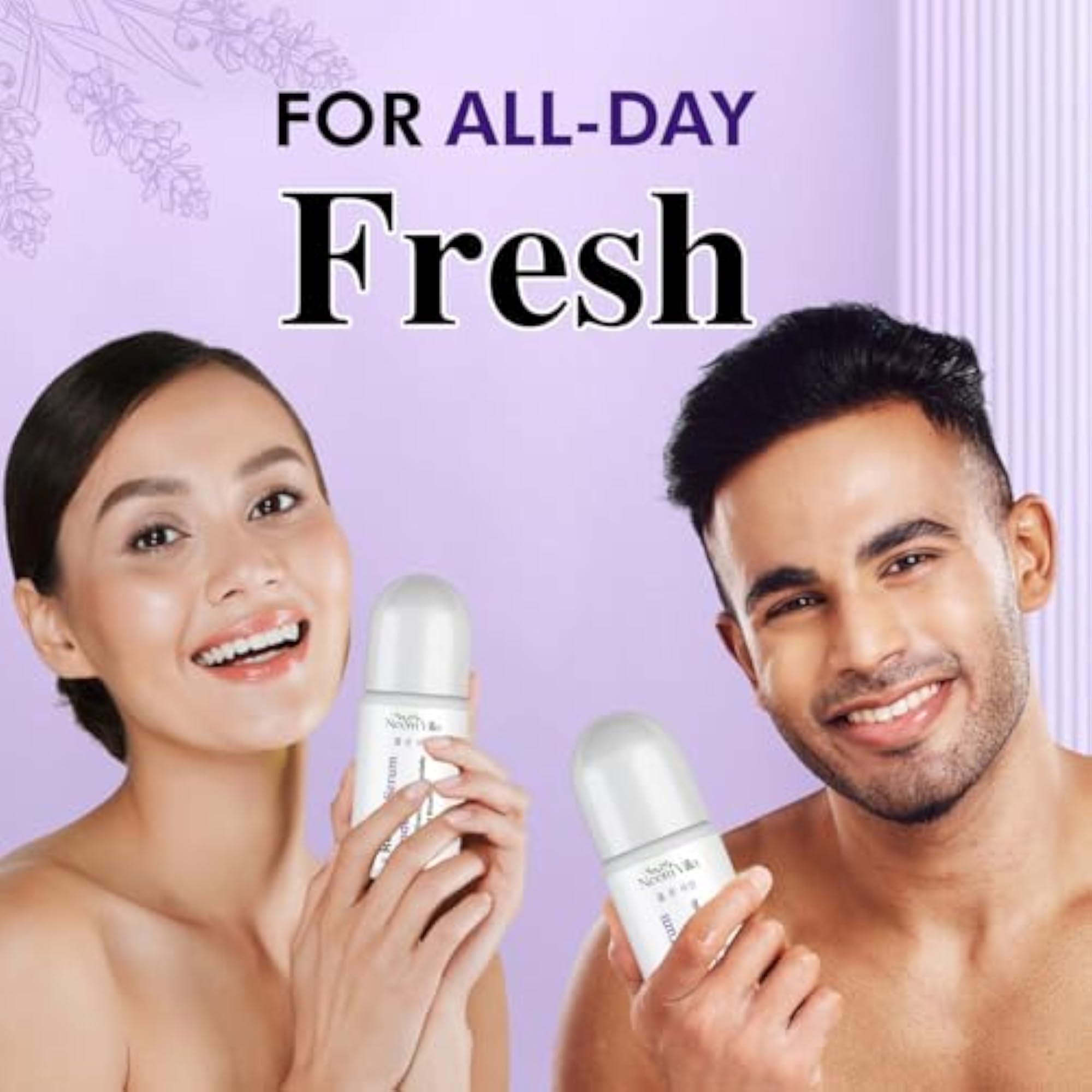 Neem Villa Clear Aura Roll On Serum Deodorant for Women & Men, Long Lasting
